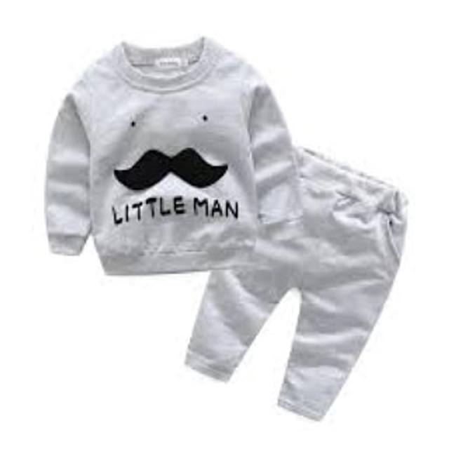 Hosiery Printed Clothing Set for Kids (Grey, 12-18 Months)