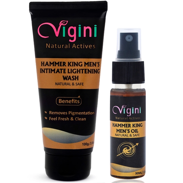 Vigini Hammer King Intimate Wash for Men (100 ml) with Hammer King Sexual Lubricant Oil for Men (30 ml) (Set of 2)