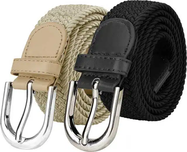 Canvas Belt for Men (Pack of 2) (Multicolor, 42)