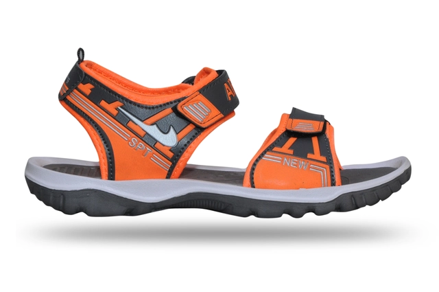 Sandals for Men (Grey & Orange, 6)