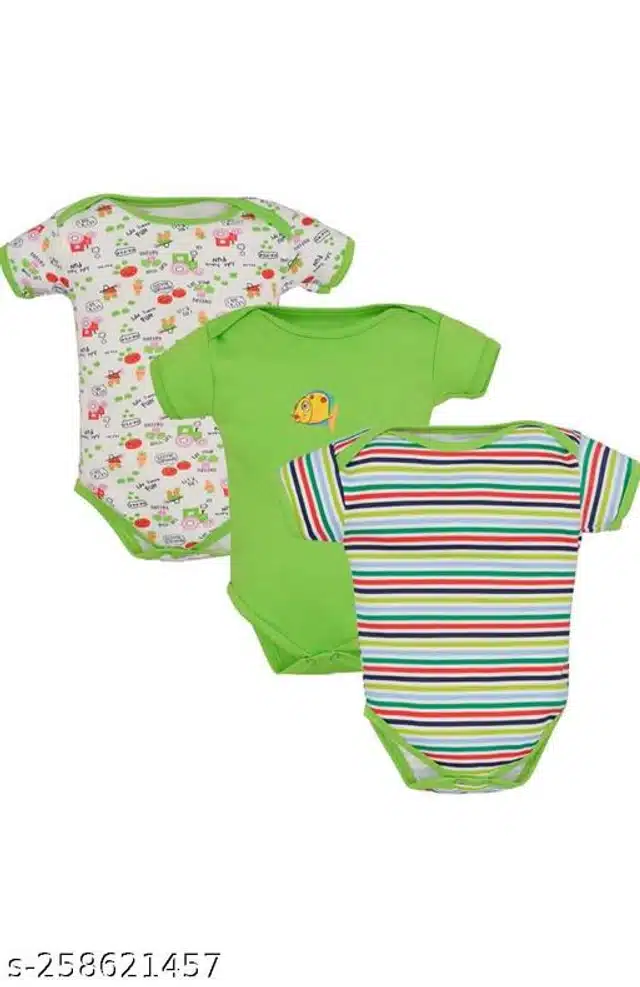 Cotton Rompers for Kids (Multicolor, 0-3 Months)