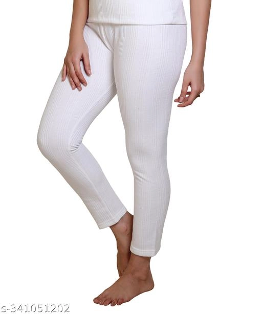 Wool Thermal Bottomwear for Women (White, M)