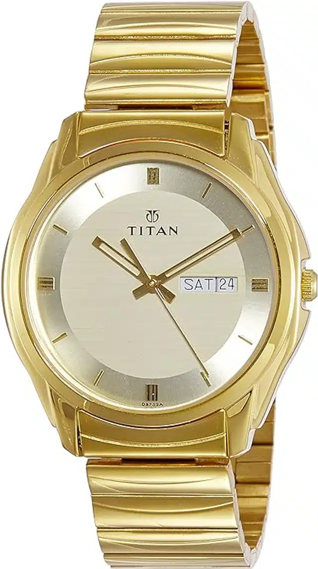 Titan Analog Watch for Men (Gold & Cream)