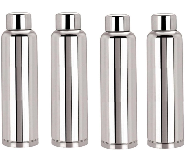 Stainless Steel Water Bottle (Silver, 1000 ml) (Pack of 4)