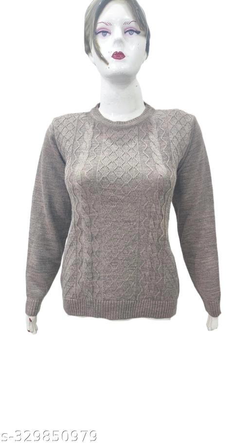 Woolen Solid Top for Women (Beige, Free Size)