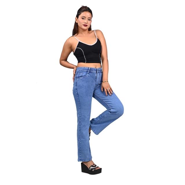 Denim Mid Rise Jeans for Women (Ice Blue, 28)