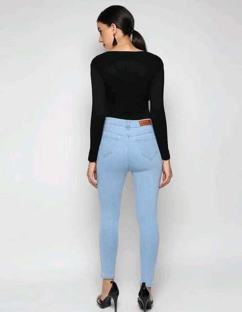 KD Wonderful High Waist One Botten Jeans (Blue, 34) (KDE-172)