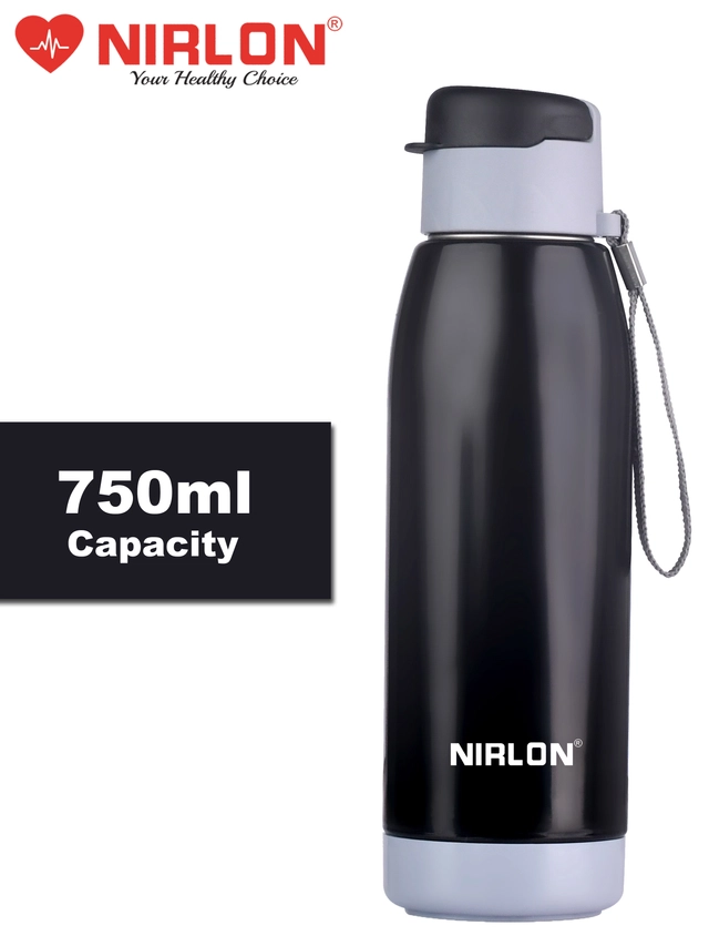 Nirlon PU Insulated Stainless Steel Water Bottles (Black, 750 ml)