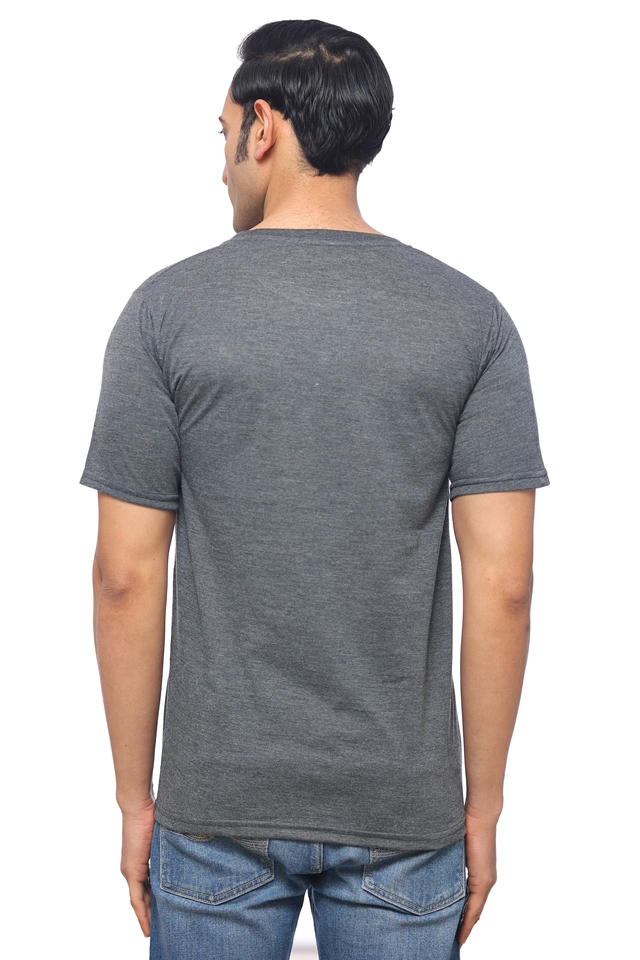 Round Neck Printed T-Shirt for Men (Grey, M)