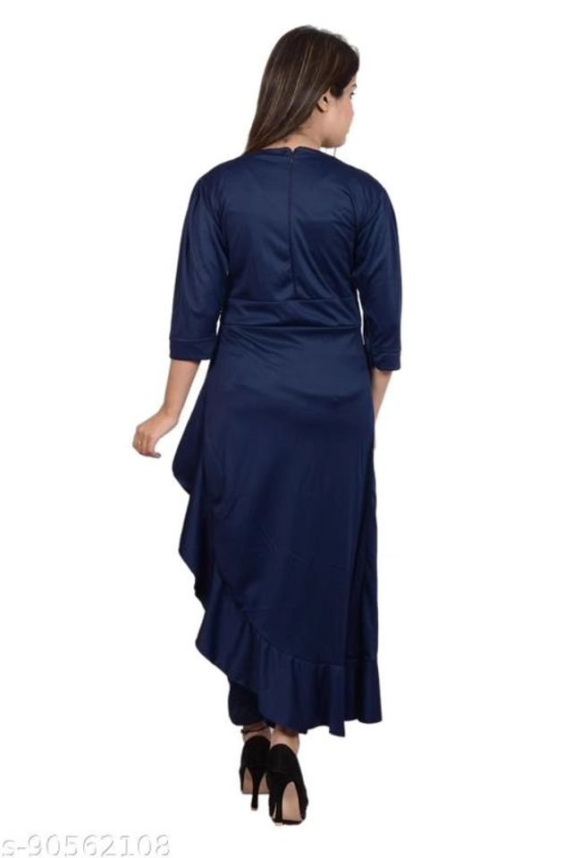 Lycra Solid Kurti with Pant for Women (Navy Blue, S)