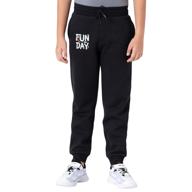 Cotton Blend Regular Fit Trackpants for Boys & Girls (Black, 2-3 Years)