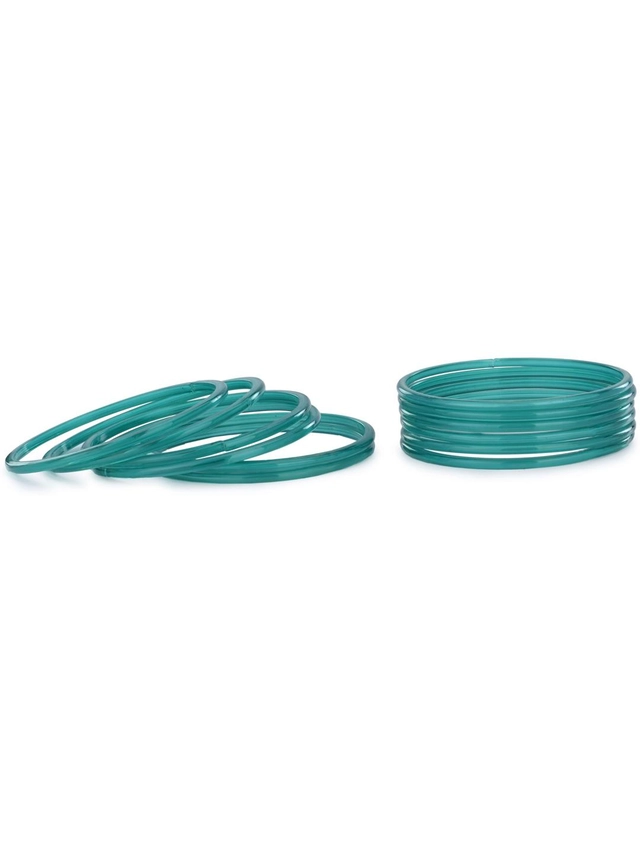 Glass Bangle Set for Women (Teal, 2.2) (Pack of 12)