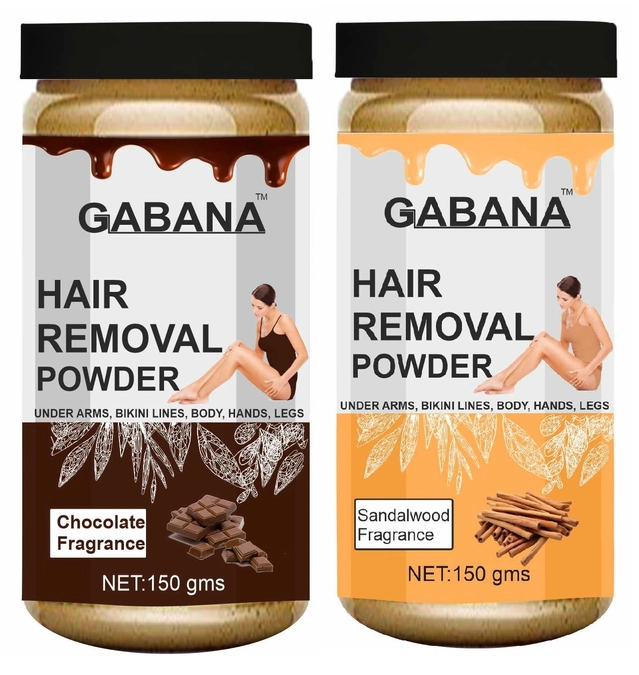 Gabana Chocolate with Sandalwood Fragrance Instant Painless Hair Removal Powder (150 g, Pack of 2)