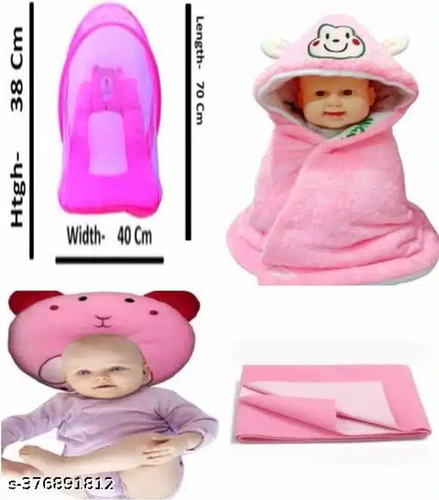 Combo of Baby Sleeping Set (Pink, Set of 4)