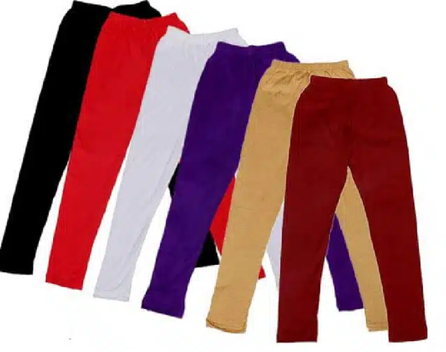 Soft & Comfortable Leggings for Girls (Pack of 6) (Multicolor, 3-4 Years)