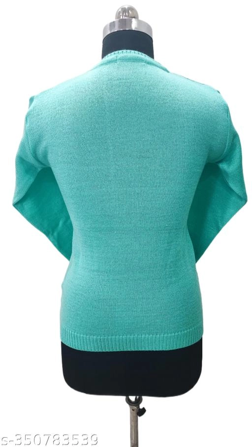 Woolen Solid Top for Women (Sea Green, Free Size)