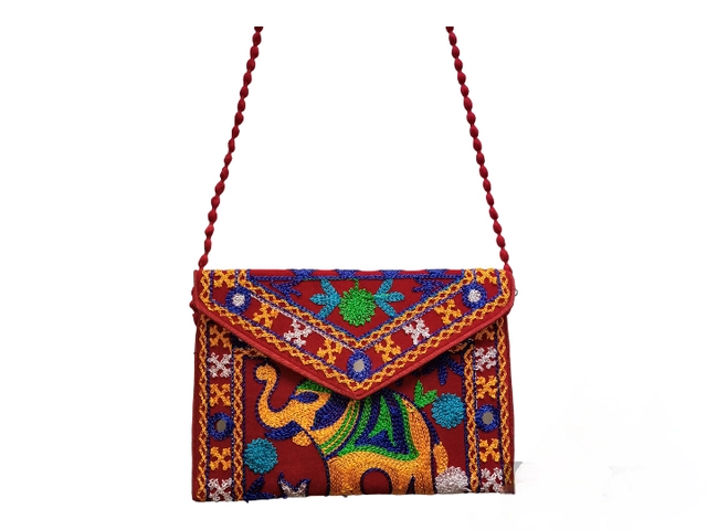 Handmade Rajasthani Sling Bag for Women (Red)