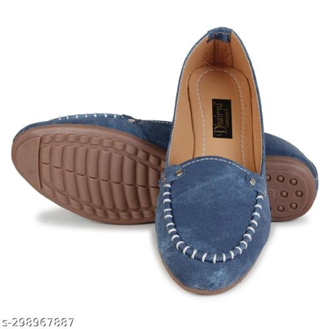 Loafers for Women (Blue & Beige, 3)