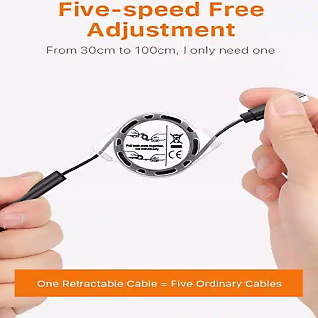 Fast Charging 3 in 1 USB Cable (Black, Pack of 2)