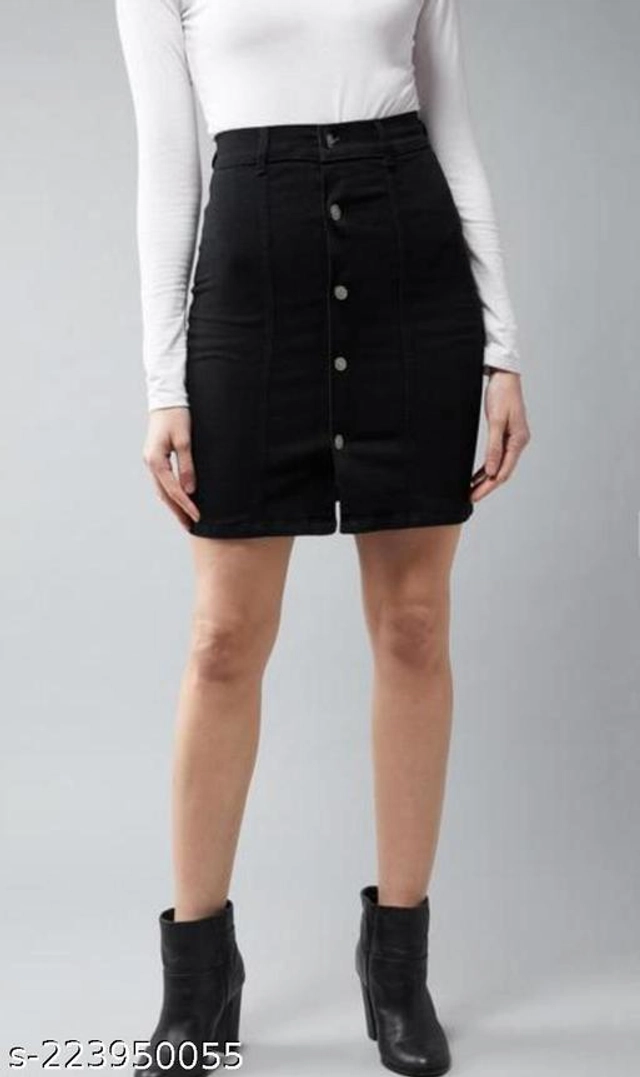 Denim Skirts for Women (Black, 28)