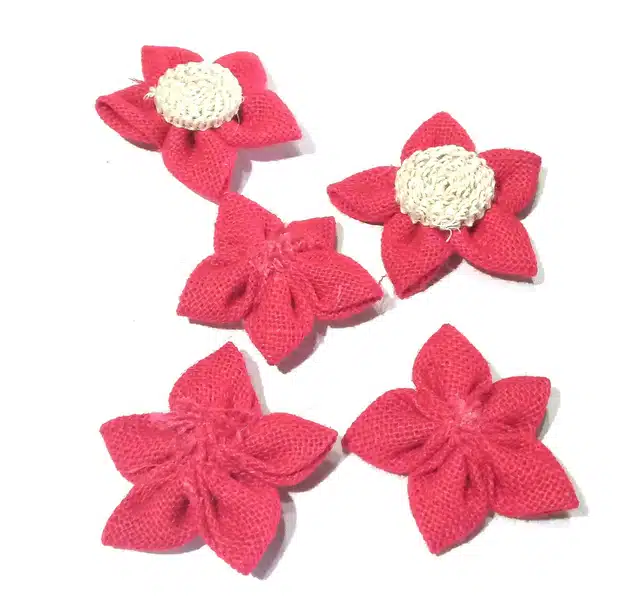 Cotton Flower for Art & Crafts (Red, Pack of 5)