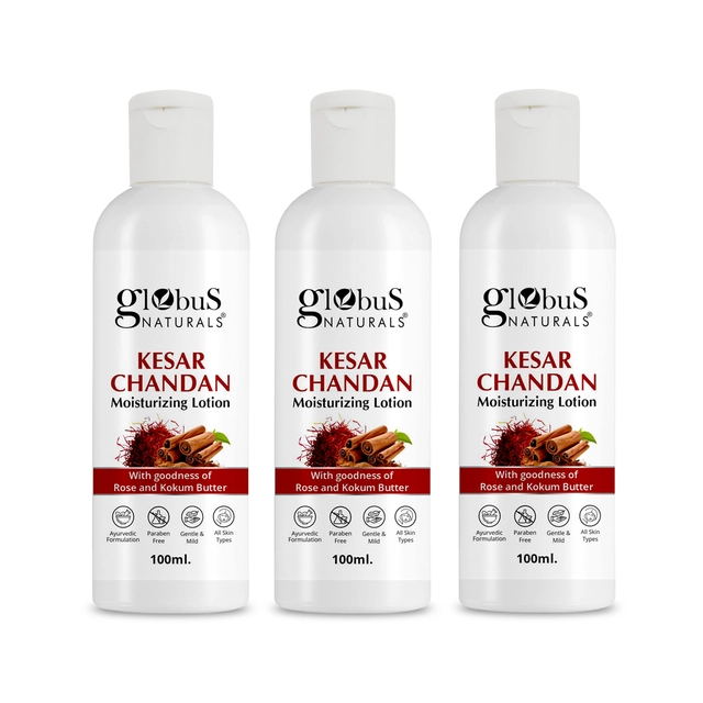 Globus Naturals Kesar Chandan Moisturizing Body Lotion (100 ml, Pack of 3)