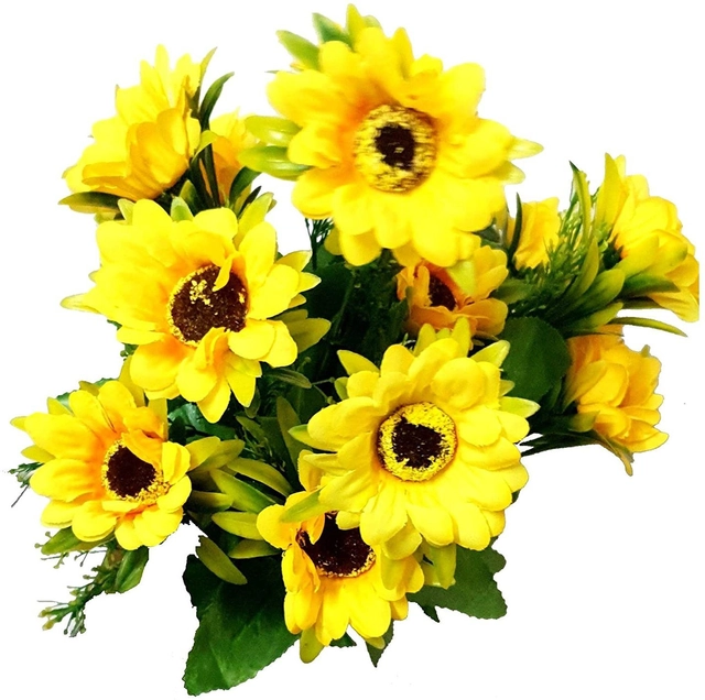 Artificial SunFlowers Bunches for Diwali Decoration (Yellow, Pack of 2)