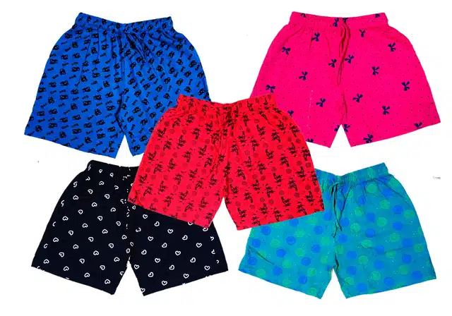 Cotton Blend Printed Shorts for Girls (Pack of 5) (Multicolor, 2-3 Years)