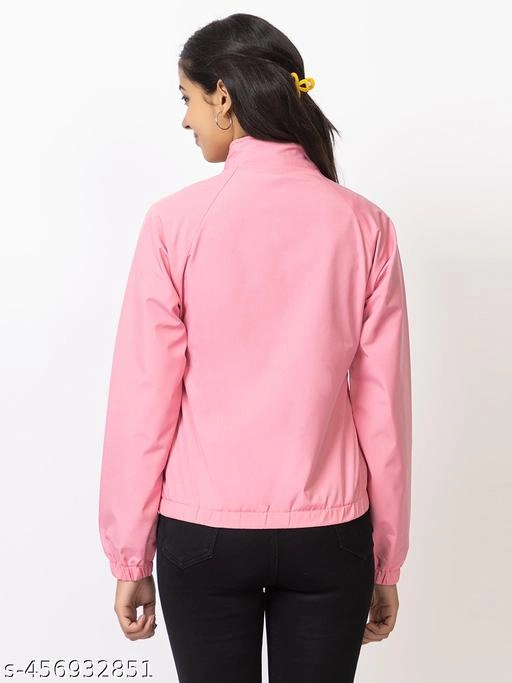 Cotton Blend Full Sleeves Jacket for Women (Pink, L)