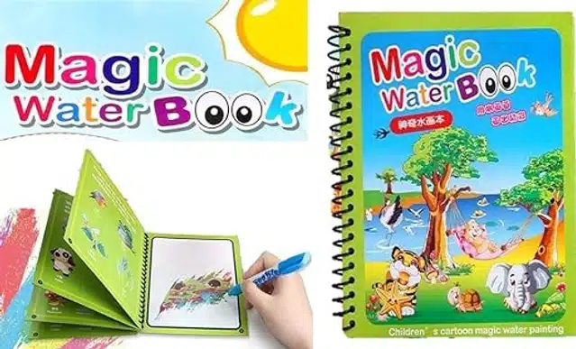 Quick Dry Book Water Coloring Book with Pen for Kids (Assorted, Set of 1)