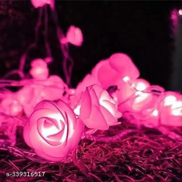 Plastic 20 Pcs LED Rose Flower String Light (Pink, 4 m)