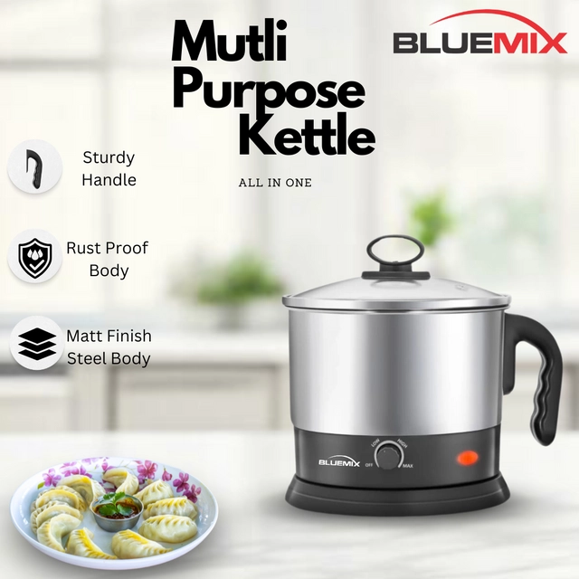 Bluemix Handy Multi Cooker Electric Kettle (1.5 L, Silver,Black, Pack of 1)