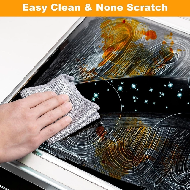 Microfiber Non Scratch Dishwasher (Silver, Pack of 5)