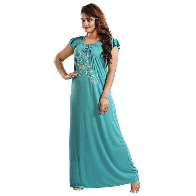 Satin Feeding Nighty for Women (Sea Green, Free Size)