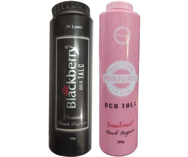 Blackberry Premium with Pinkberry Sensational French Fragrance Deo Talc for Woman (300 g, Set of 2)