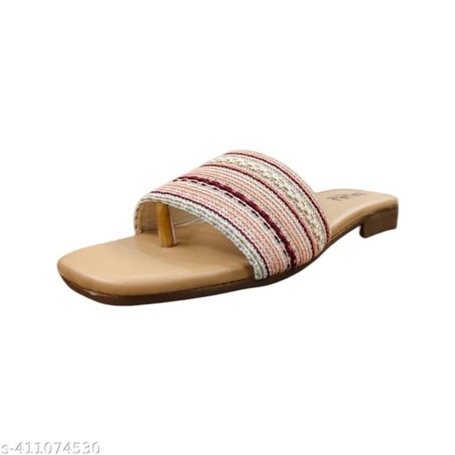 Flats for Women (Beige & White, 3)