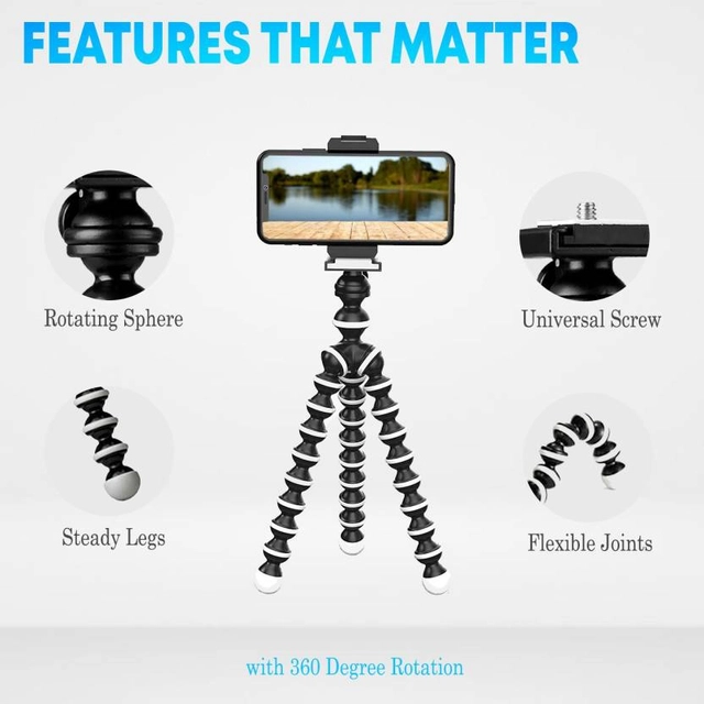 IMMUTABLE Flexible Gorillapod Tripod with Mobile Attachment for DSLR, Action Cameras & Smartphones Tripod (Pack of 1)