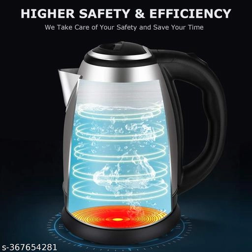 Stainless Steel Electric Kettle (Silver & Black, 2000 ml)