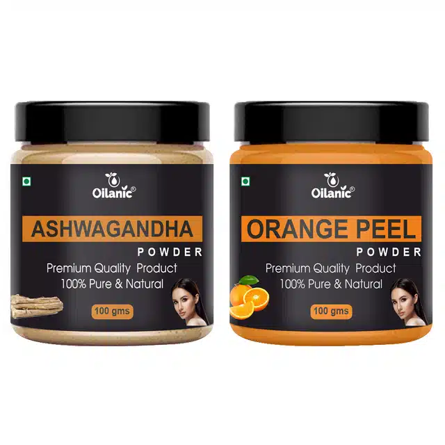 Natural Ashwagandha & Orange Peel Powder for Skin & Hair (Pack of 2, 100 g)