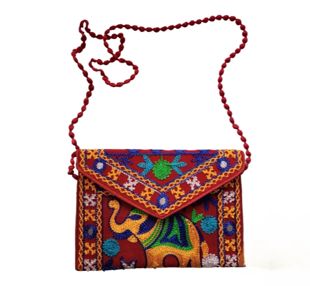 Handmade Rajasthani Sling Bag for Women (Red)