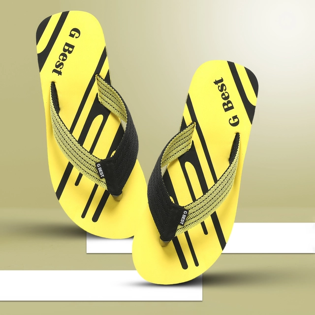 Slippers for Men (Yellow & Black, 6)