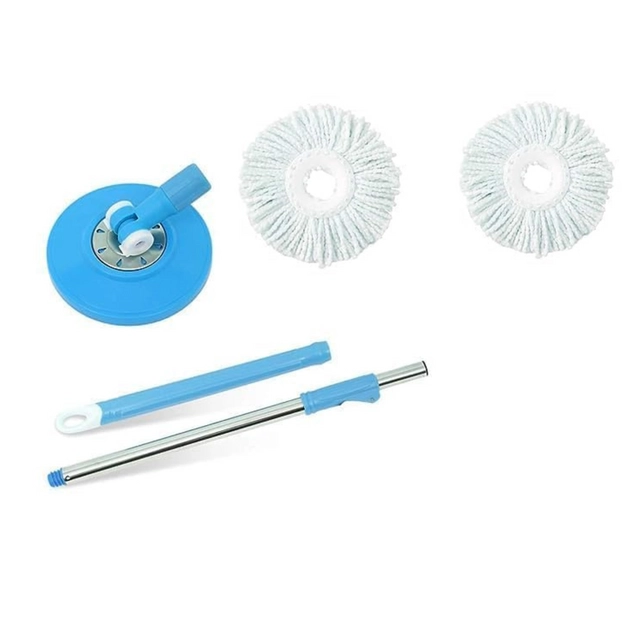 Stainless Steel Spin Mop Rod Set with 1 Refill (Blue & White, Set of 2)