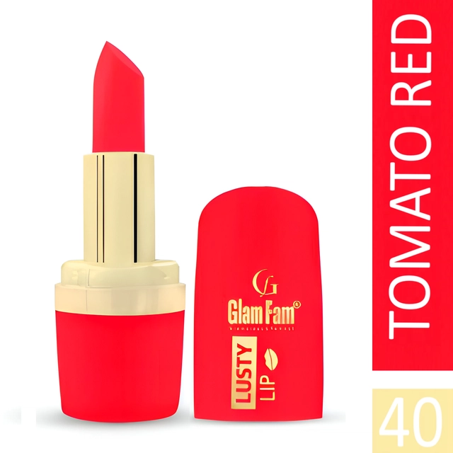 Glam Fam Lusty Matte Lipstick (Tomato Red)