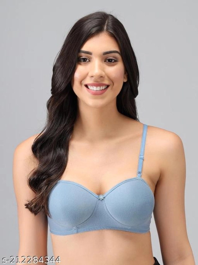 Cotton Blend Solid Padded Bra for Women (Multicolor, 30B) (Pack of 3)