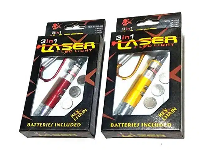3 in 1 Laser Light with Key Chain (Assorted, Pack of 2)