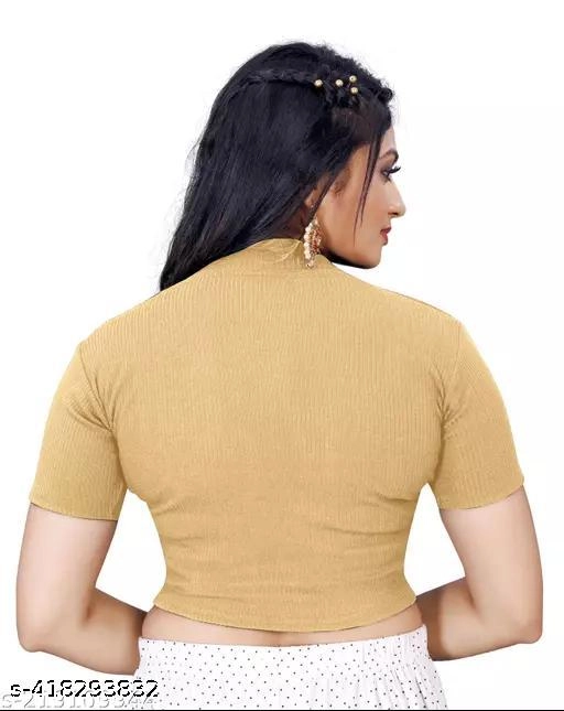 Lycra Solid Top for Women (Yellow, S)