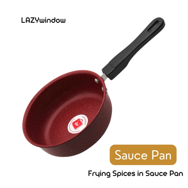 Non Stick Metal Saucepan (Pack of 2) (Maroon, 17 cm)