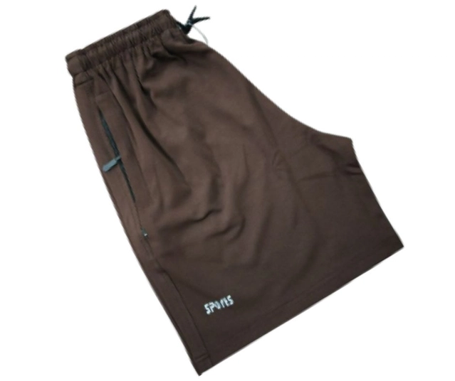 Lycra Solid Shorts for Men (Brown, L)