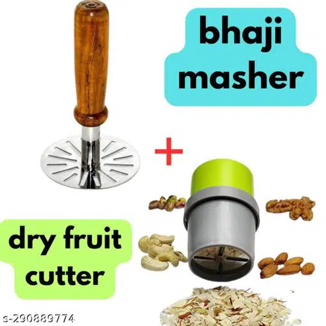 Plastic Dry Fruit Slicer with Masher (Multicolor, Set of 2)