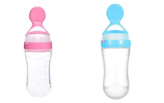 Silicone Baby Feeding Bottle (White & Green, Pack of 2)